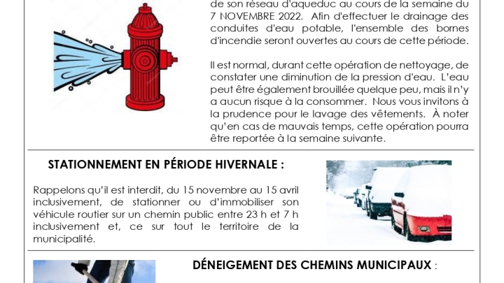 BULLETIN D'INFORMATION 3 NOVEMBRE 2022