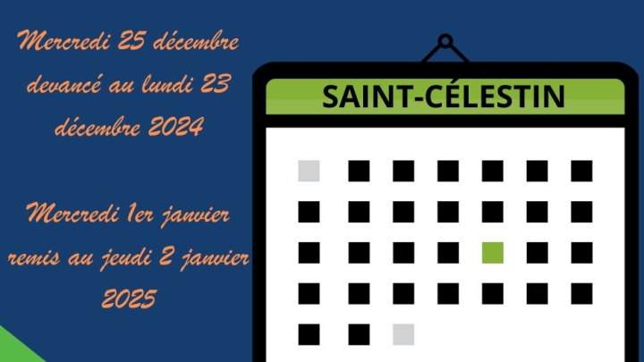 DATES DES COLLECTES DURANT LA PÉRIODE DES FÊTES