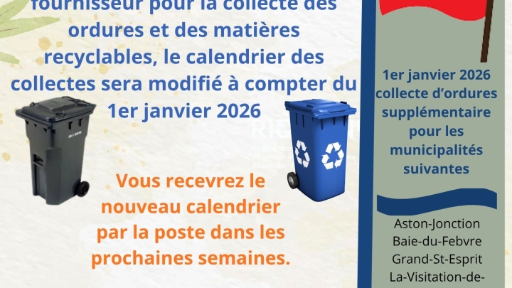 NOUVEAU CALENDRIER DES COLLECTES