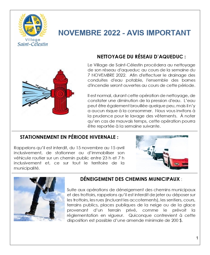 BULLETIN D'INFORMATION 3 NOVEMBRE 2022