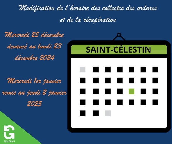 DATES DES COLLECTES DURANT LA PÉRIODE DES FÊTES