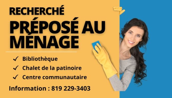 OFFRE D'EMPLOI - PRÉPOSÉ(E) AU MÉNAGE