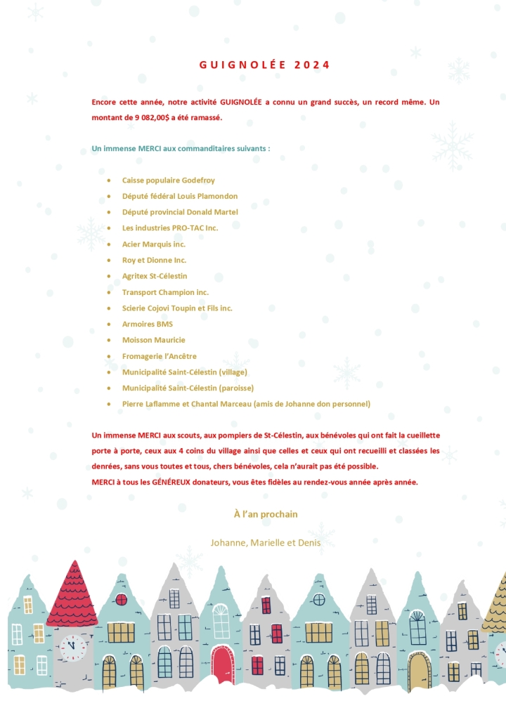 REMERCIEMENTS - GUIGNOLÉE 2024